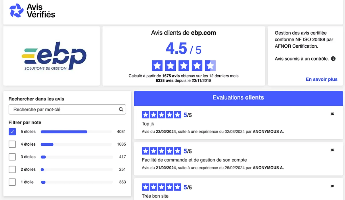 EBP Gestion Commerciale Hubbix : avis