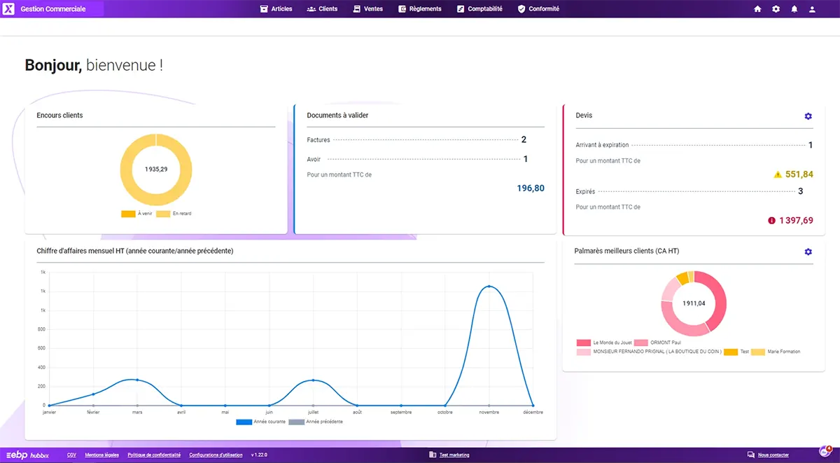 EBP Gestion Commerciale Hubbix : logiciel