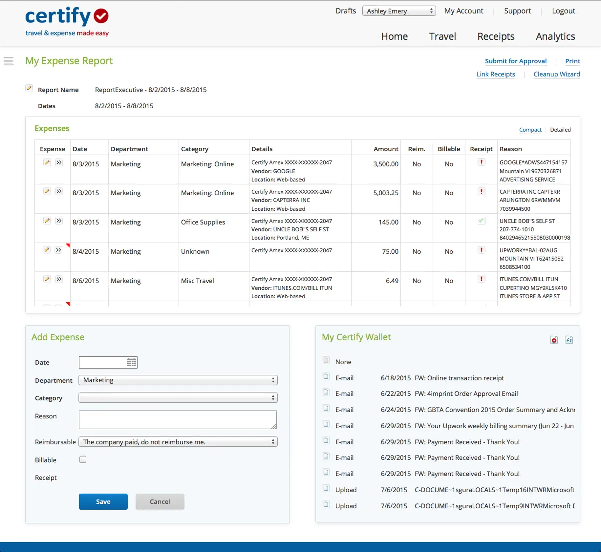 Emburse Certify Expense : avis des utilisateurs, avantages & inconvénients de ce logiciel de notes de frais / dépenses professionnelles Emburse Certify Expense : avis des utilisateurs, avantages & inconvénients de ce logiciel de notes de frais / dépenses professionnelles