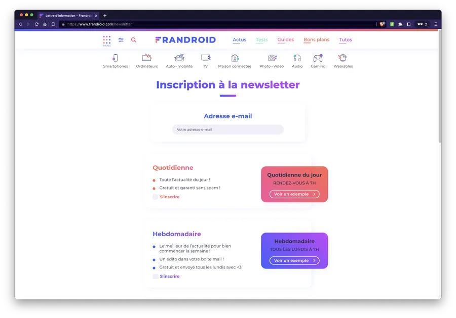 exemple landing page frandroid exemple landing page frandroid