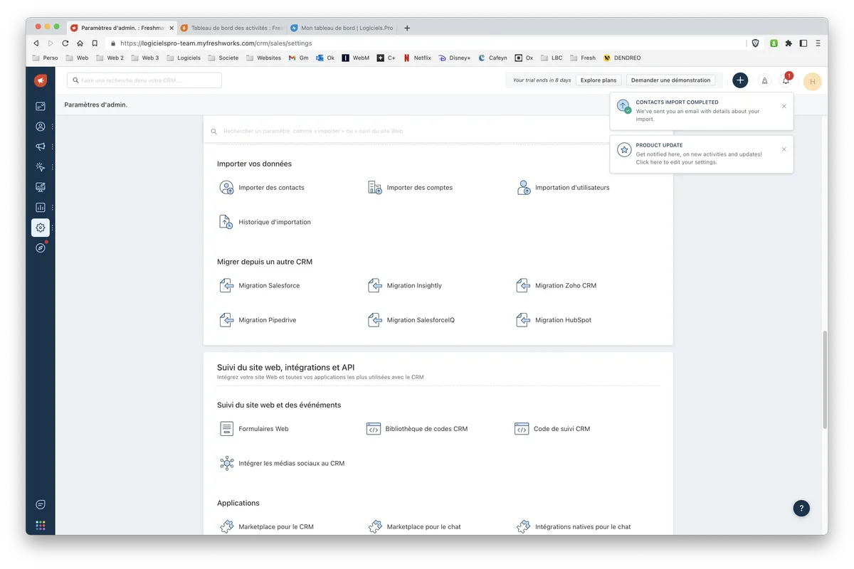 Freshmarketer : configuration