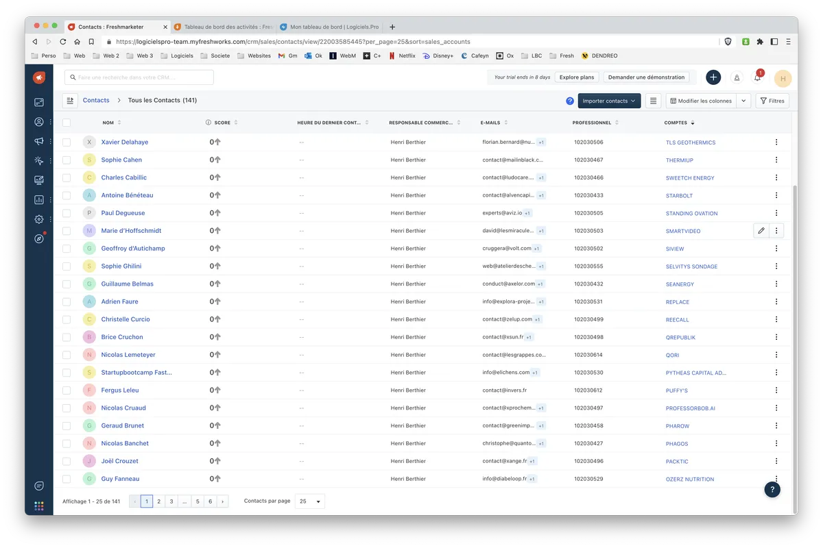 Freshmarketer : gestion des contacts 1