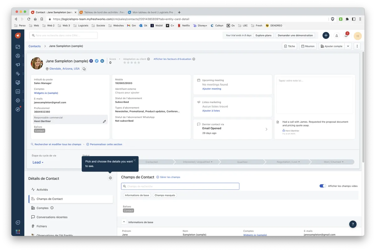 Freshmarketer : gestion des contacts 2