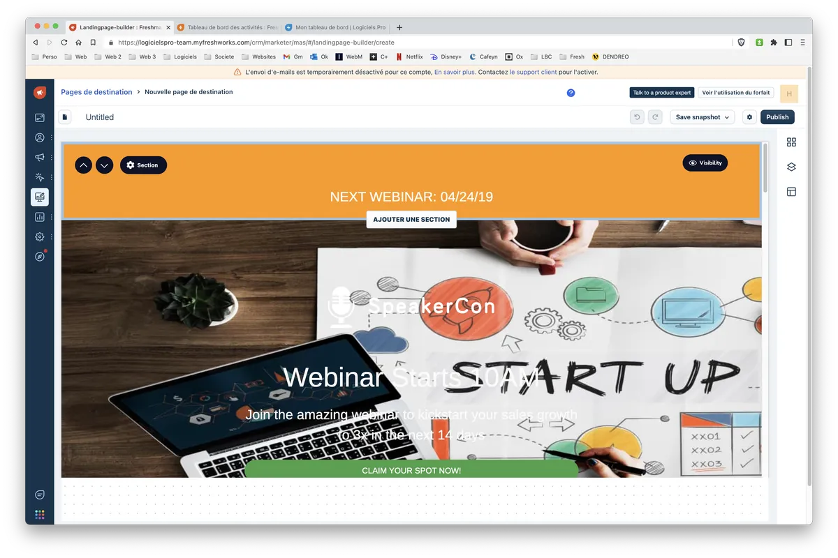 Freshmarketer : landing page