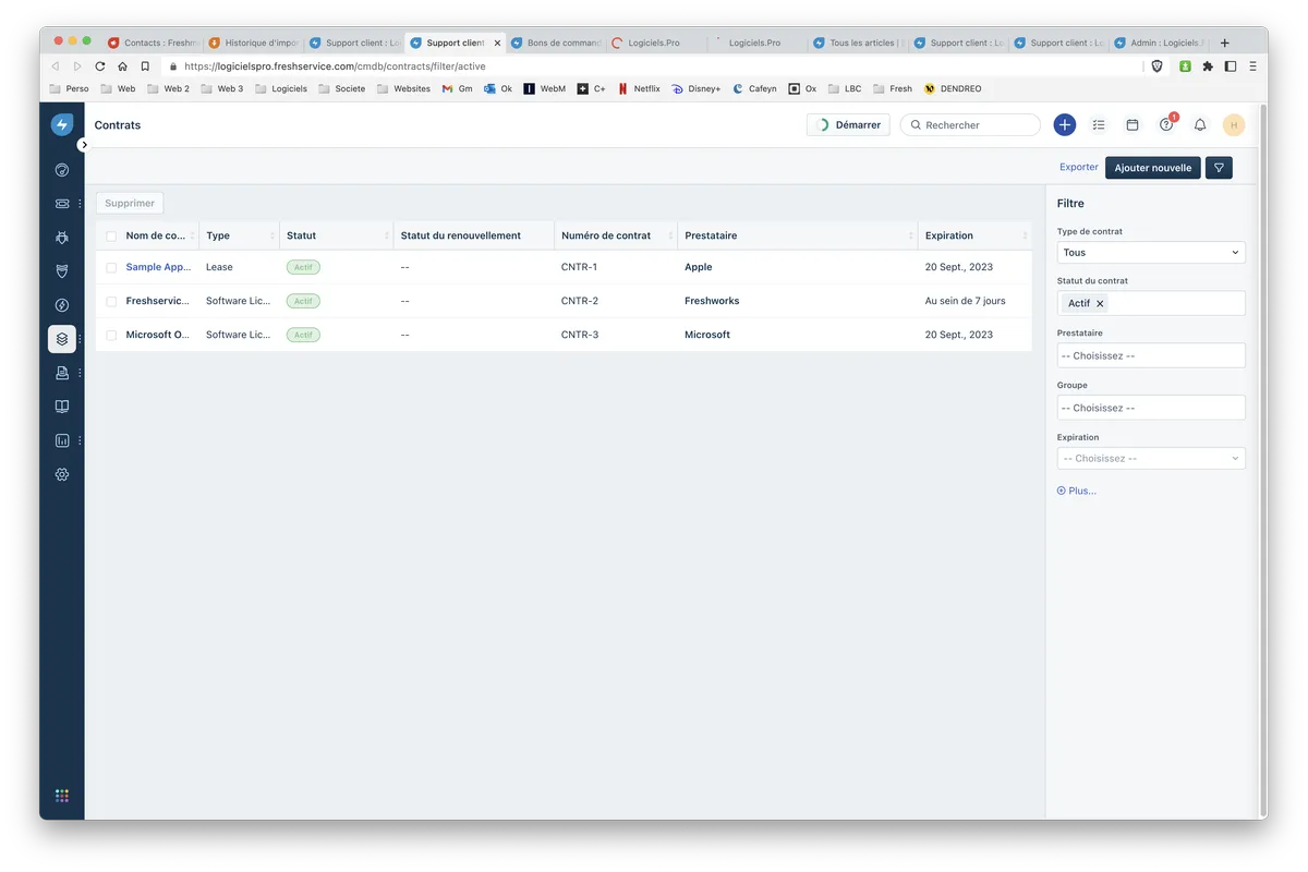 Freshservice : gestion des contrats 1 Freshservice : gestion des contrats 1