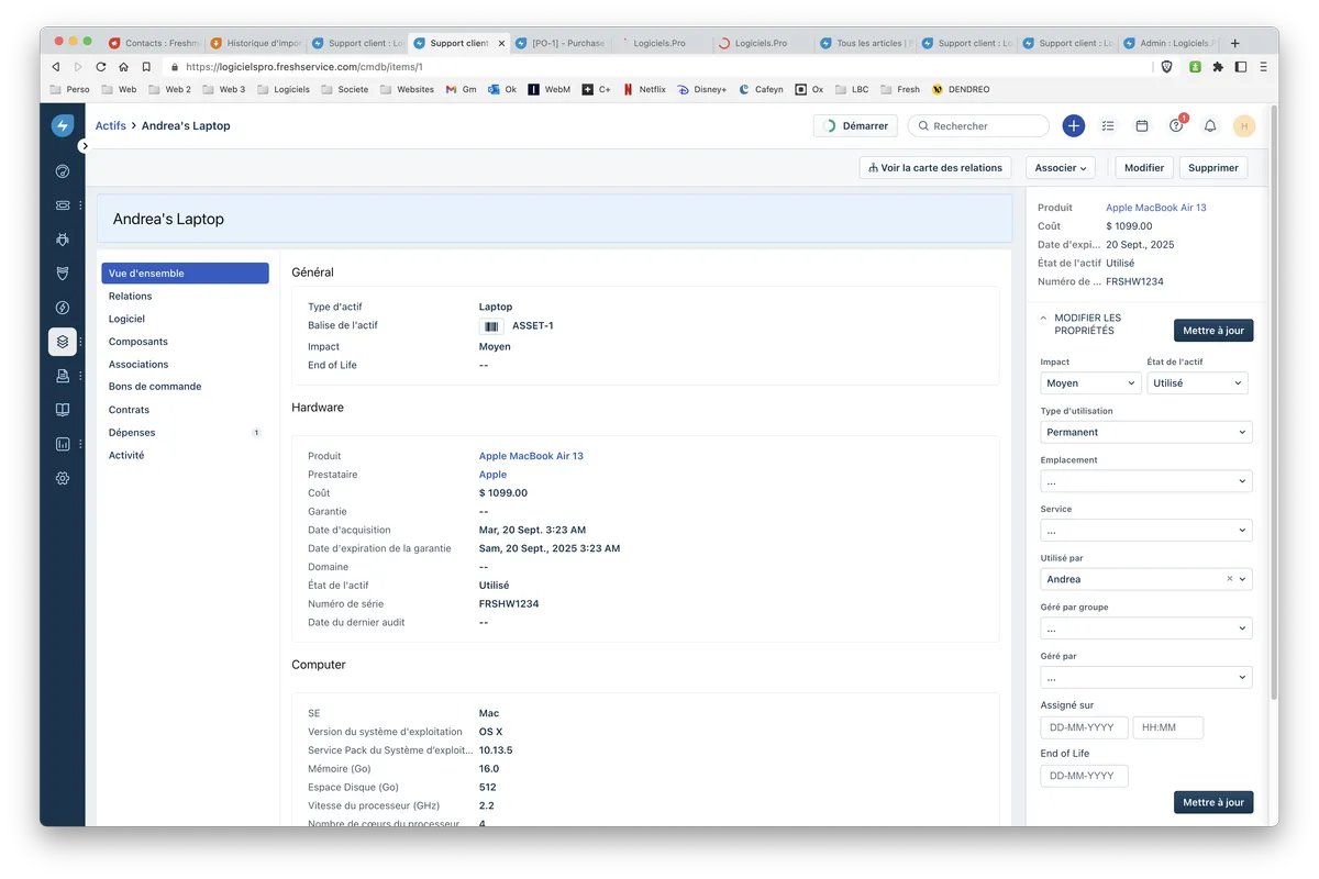 Freshservice : inventaire des actifs 2 Freshservice : inventaire des actifs 2