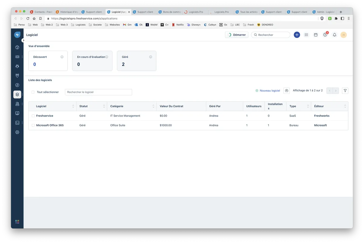 Freshservice : inventaire des logiciels 1 Freshservice : inventaire des logiciels 1