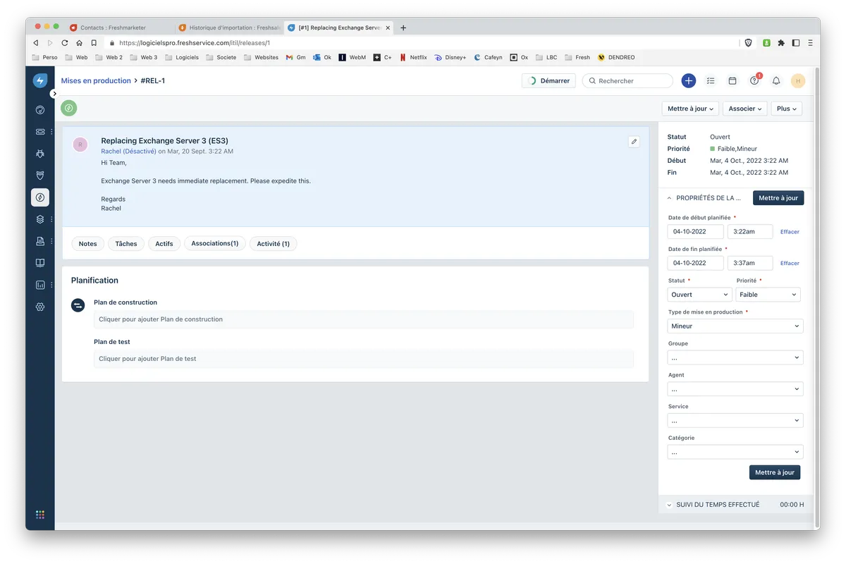 Freshservice : mise en production Freshservice : mise en production