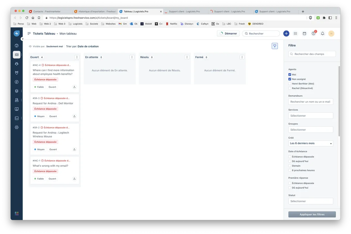 Freshservice : tableau de bord Freshservice : tableau de bord