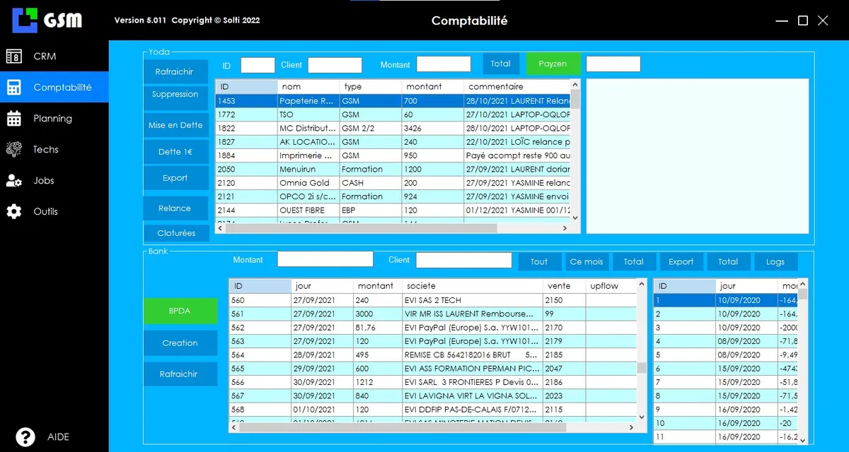 gsm interface compta