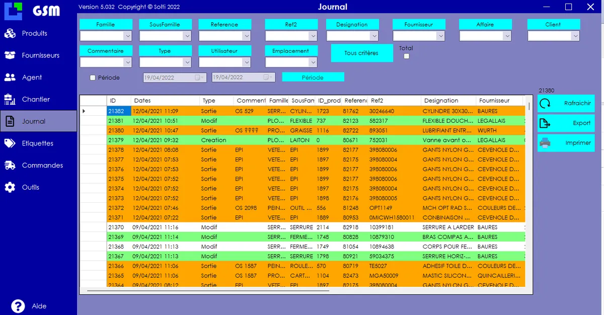 gsm interface ecran journal
