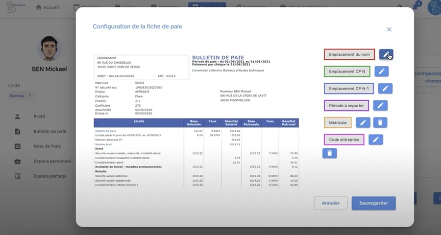 HiFiveWork : interface fiche de paie HiFiveWork : interface fiche de paie