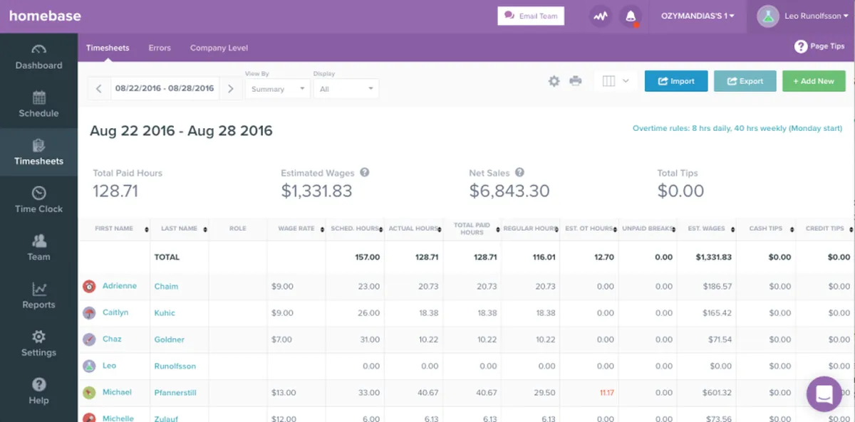 Homebase : avis des utilisateurs, avantages & inconvénients de ce logiciel SIRH