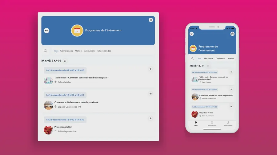 Imagina : interface agenda