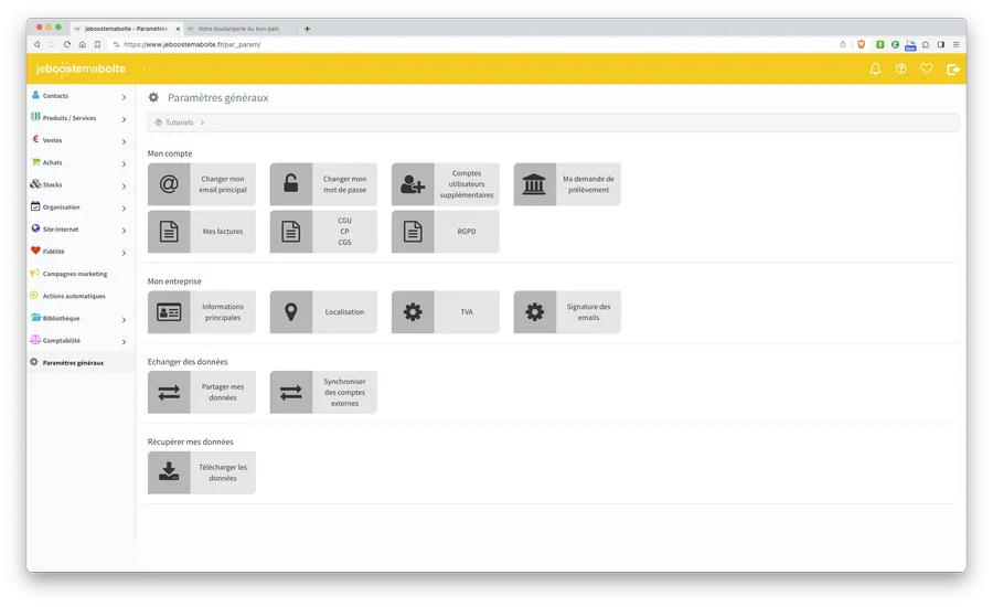 jeboostemaboite : interface parametres jeboostemaboite : interface parametres