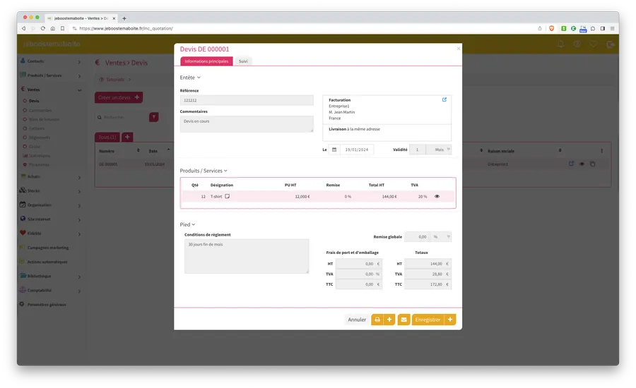 jeboostemaboite : interface devis jeboostemaboite : interface devis