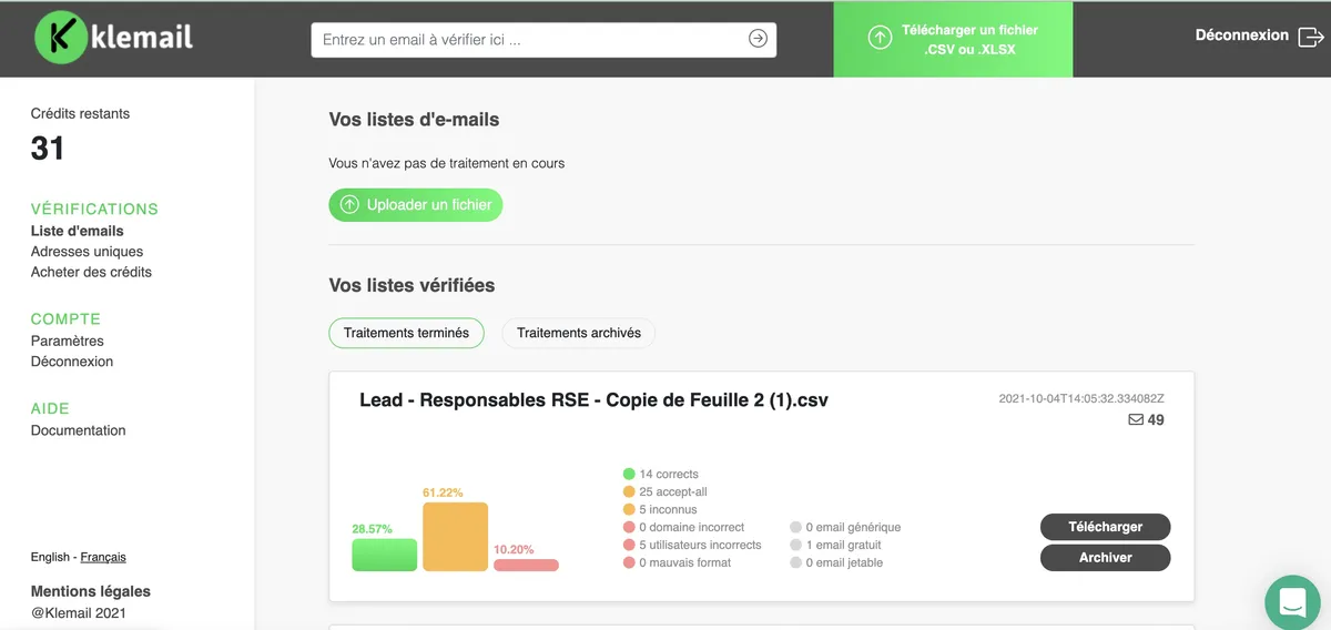 Klemail : avis des utilisateurs, avantages & inconvénients de ce logiciel de vérification d'adresses email Klemail : avis des utilisateurs, avantages & inconvénients de ce logiciel de vérification d'adresses email