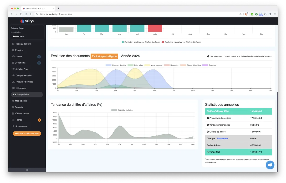 Kolirys : interface comptabilité