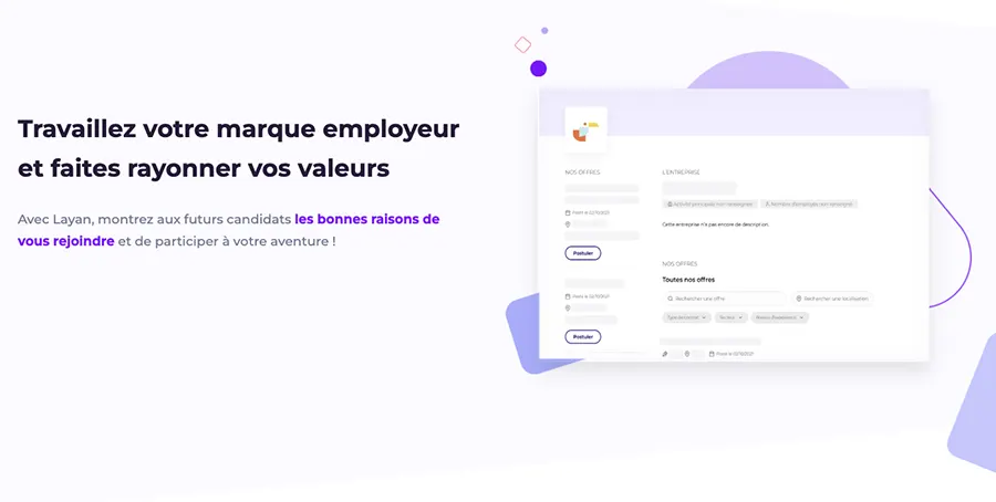Layan : fonctionnalités marque employeur Layan : fonctionnalités marque employeur