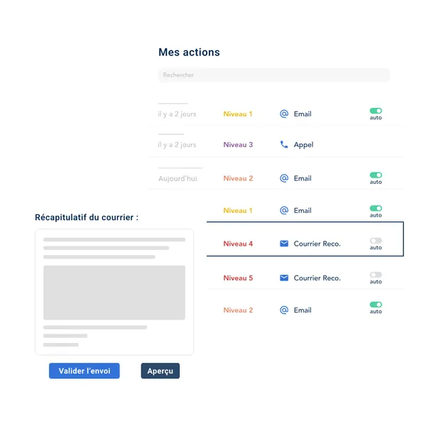 LeanPay : Interface automatisation relance clients