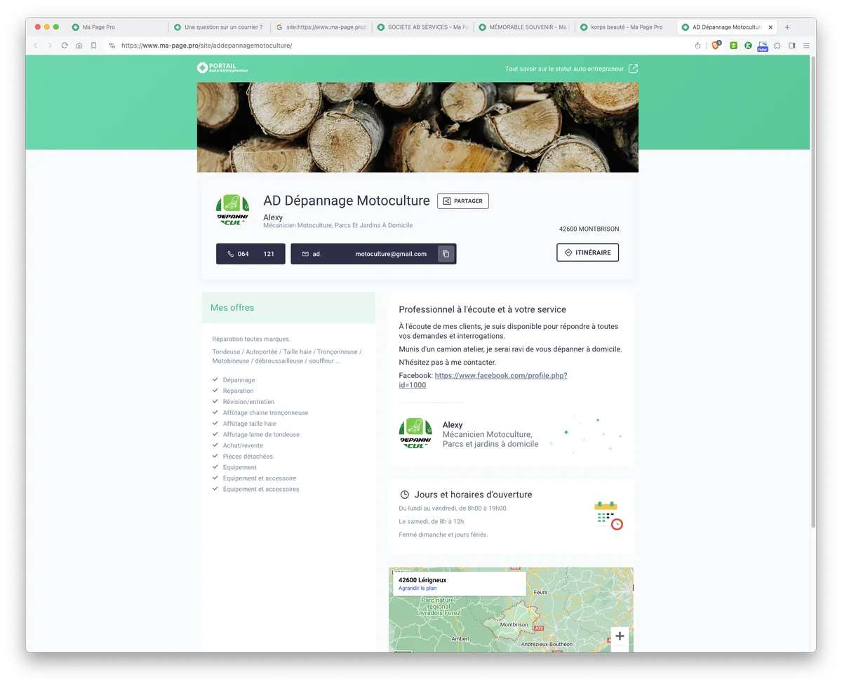 Mon Portail par Portail Auto-Entrepreneur : Ma Page Pro