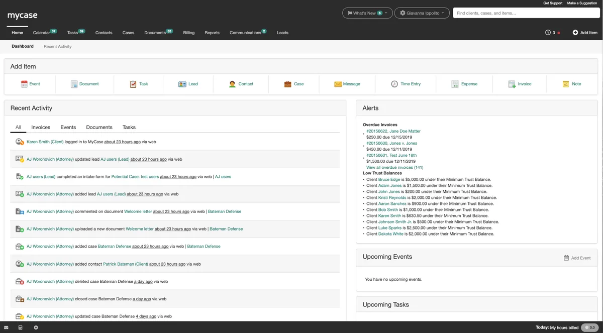 MyCase : avis des utilisateurs, avantages & inconvénients de ce logiciel pour avocat