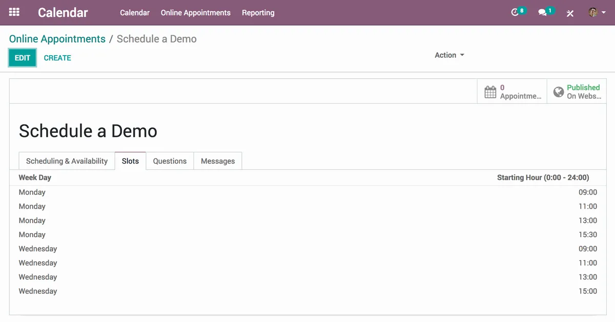 Odoo Appointments : avis des utilisateurs, avantages & inconvénients de ce logiciel de prise de rendez-vous en ligne Odoo Appointments : avis des utilisateurs, avantages & inconvénients de ce logiciel de prise de rendez-vous en ligne
