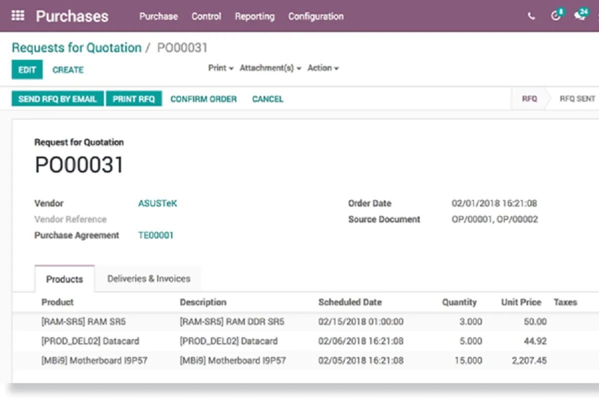 Odoo Purchase : avis des utilisateurs, avantages & inconvénients de ce logiciel de gestion des achats / approvisionnements / procurement Odoo Purchase : avis des utilisateurs, avantages & inconvénients de ce logiciel de gestion des achats / approvisionnements / procurement