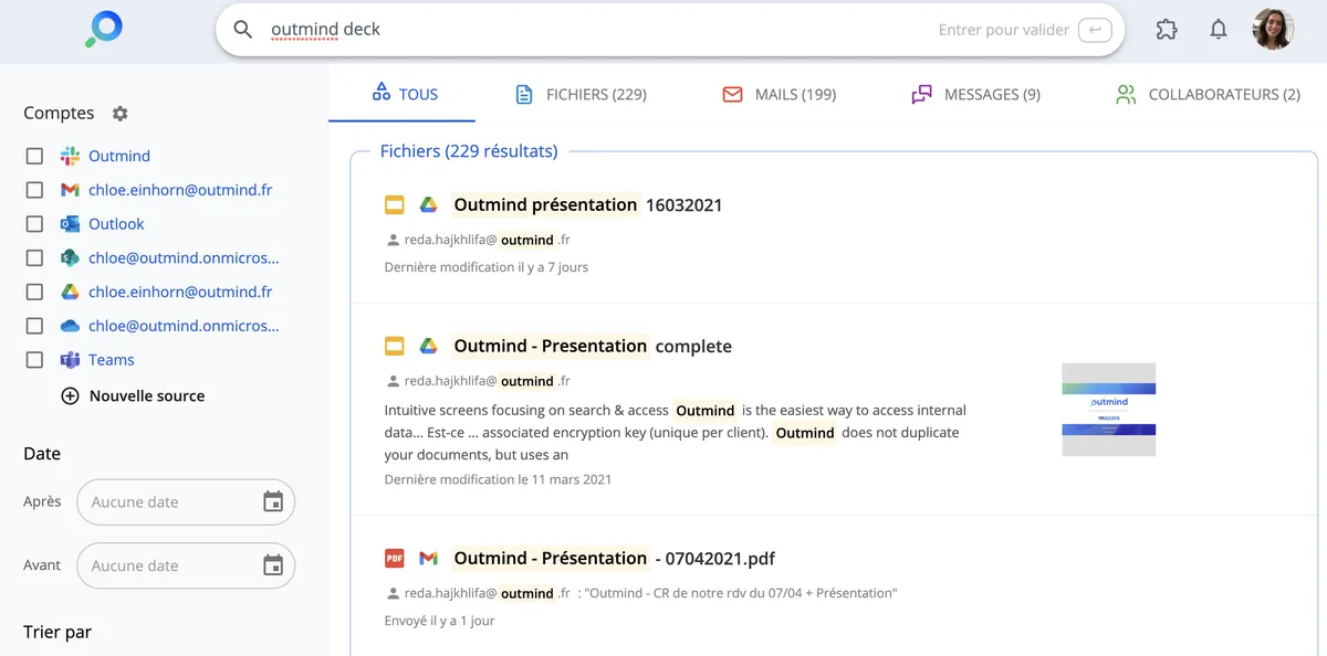Outmind : avis des utilisateurs, avantages & inconvénients de ce moteur de recherche pour entreprise