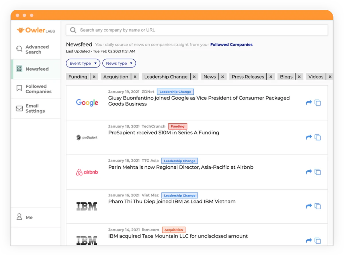 Owler : avis des utilisateurs, avantages & inconvénients de ce logiciel de curation / veille concurrentielle Owler : avis des utilisateurs, avantages & inconvénients de ce logiciel de curation / veille concurrentielle