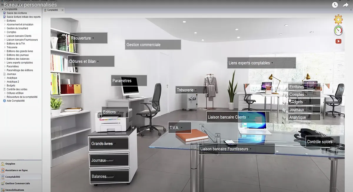 Oxygène Comptabilité : interface bureau d'accueil