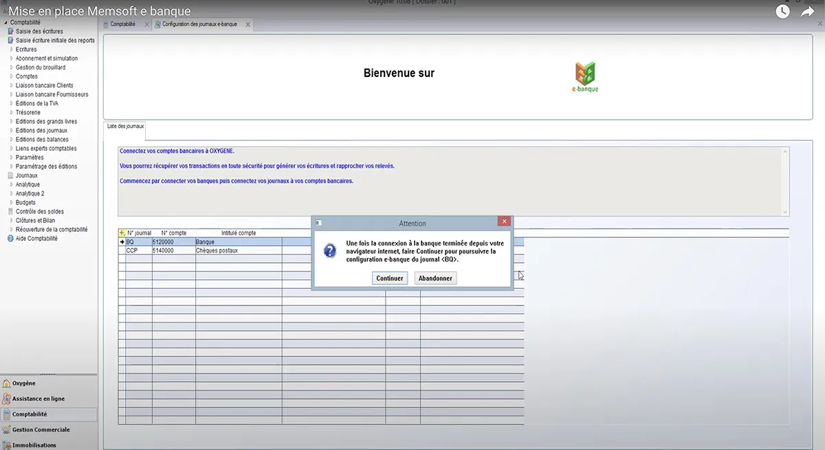 Oxygène Comptabilité : interface e-banque 2