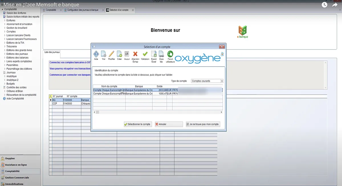 Oxygène Comptabilité : interface e-banque 3