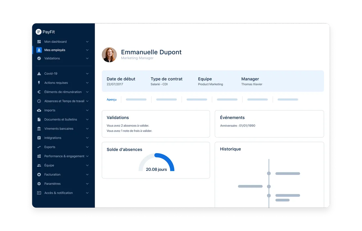PayFit : Interface gestion des employés