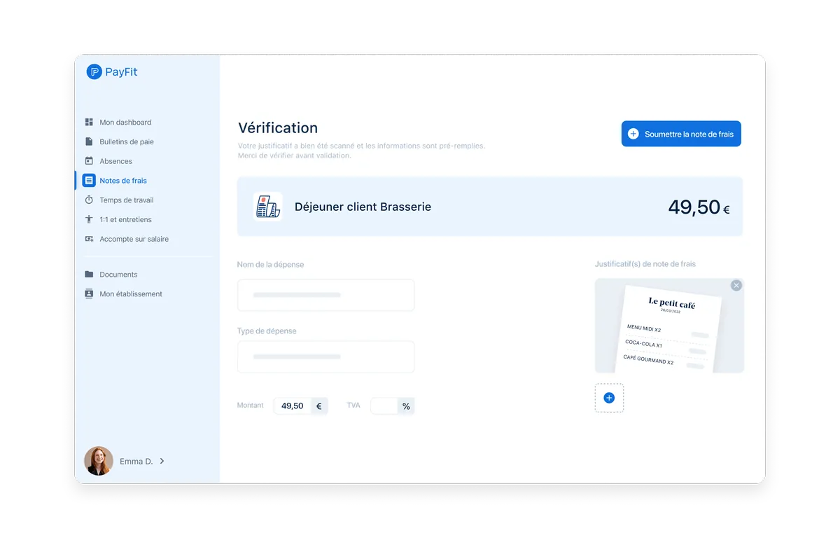 PayFit : Interface gestion des dépenses