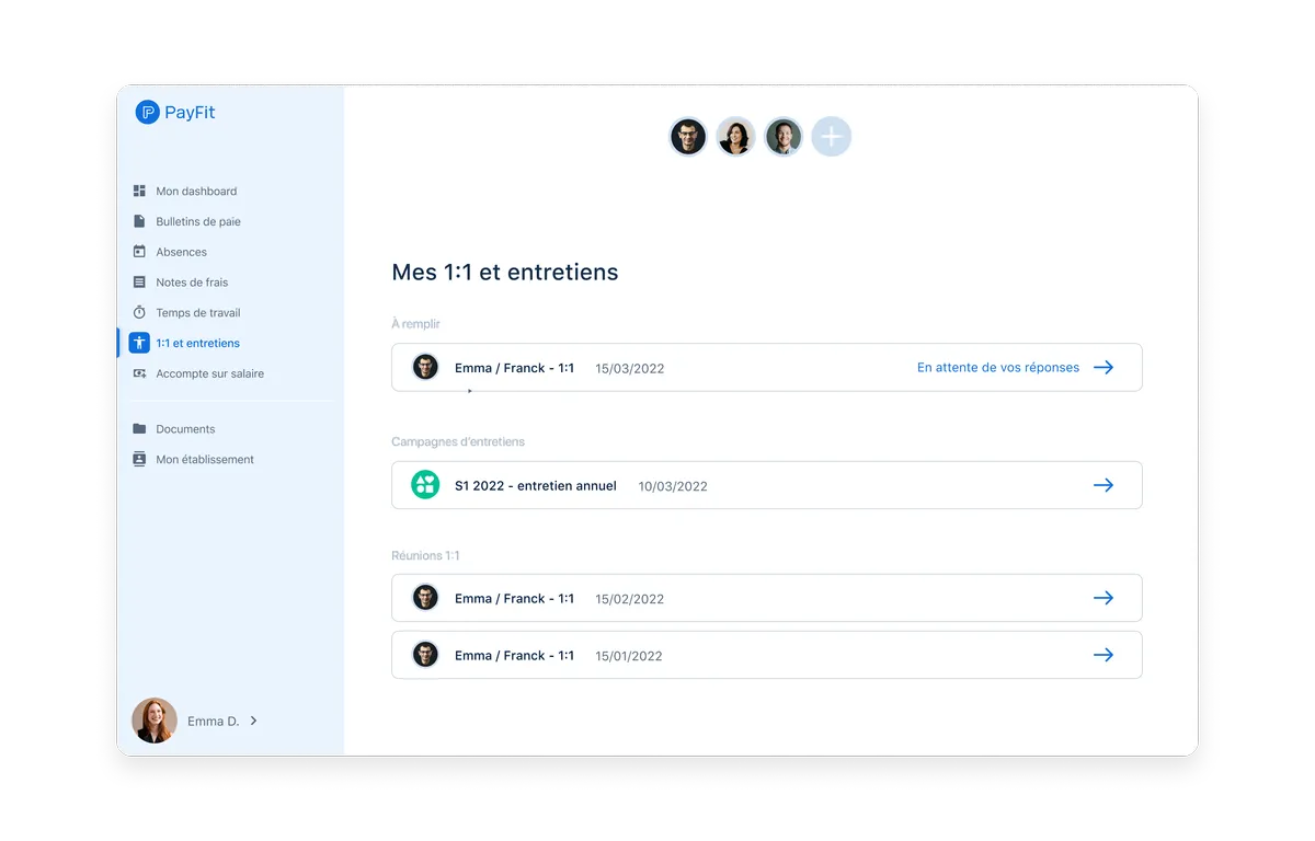 PayFit : Interface gestion de la performance