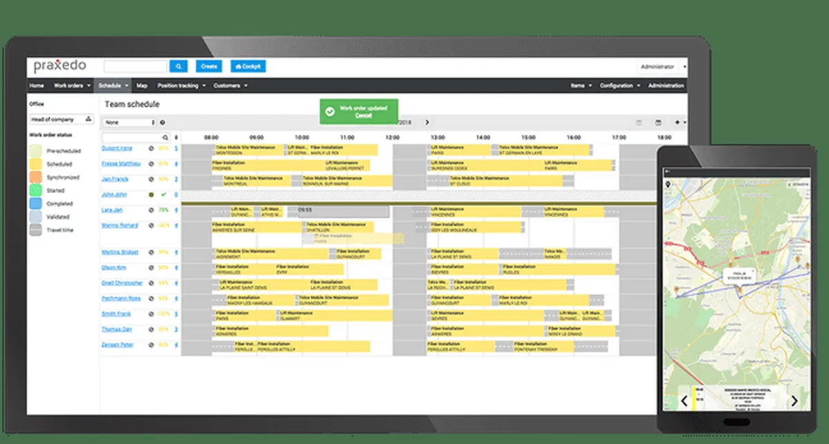 Praxedo : avis des utilisateurs, avantages & inconvénients de ce logiciel de gestion des interventions et tournées sur le terrain
