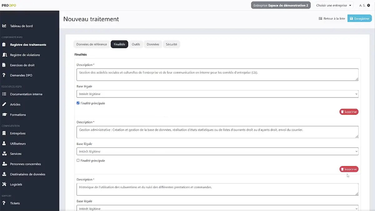 ProDPO : interface traitement ProDPO : interface traitement