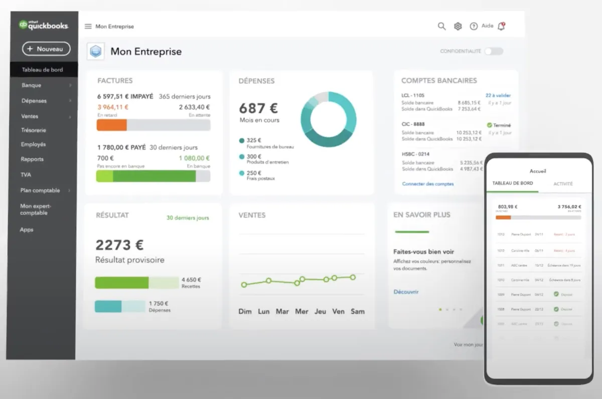 quickbooks interface tableau de bord quickbooks interface tableau de bord