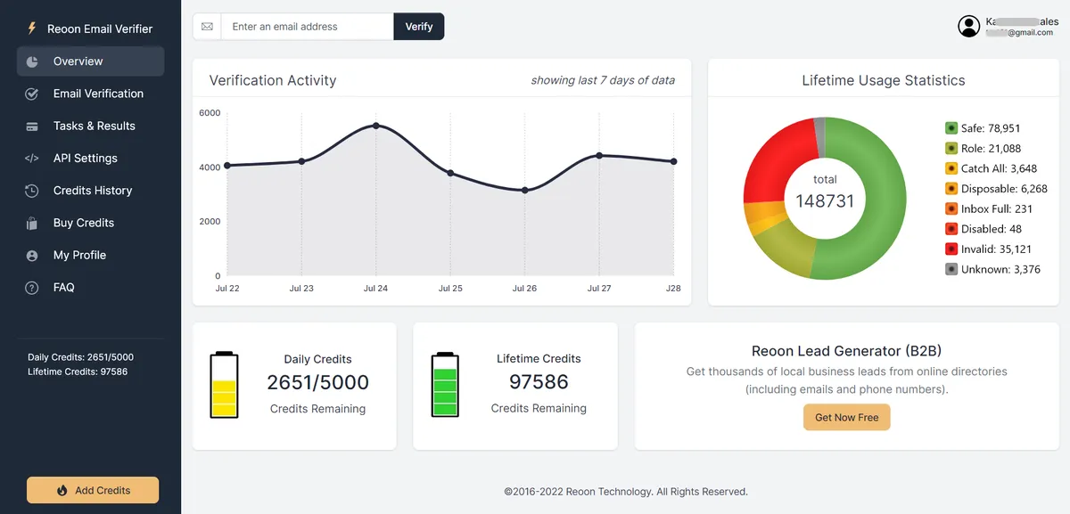 Reoon Email Verifier : avis des utilisateurs, avantages & inconvénients de ce logiciel de vérification d'adresses email Reoon Email Verifier : avis des utilisateurs, avantages & inconvénients de ce logiciel de vérification d'adresses email