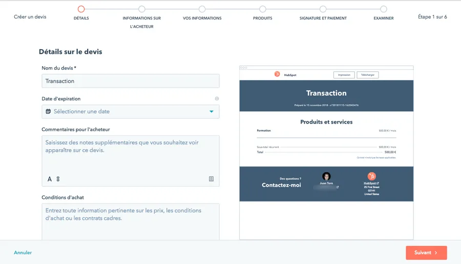 Sales Hub : fonctionnalité gestion de devis Sales Hub : fonctionnalité gestion de devis