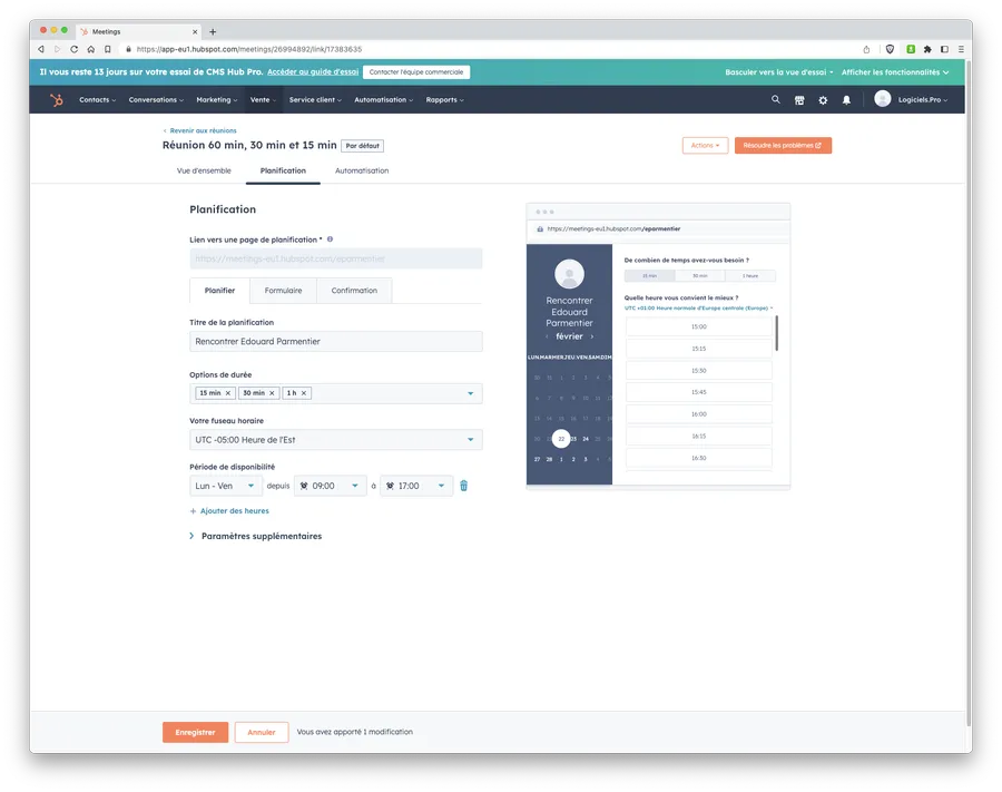 Sales Hub : fonctionnalité agenda et rendez-vous en ligne Sales Hub : fonctionnalité agenda et rendez-vous en ligne