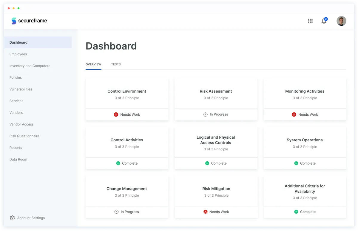Secureframe : avis des utilisateurs, avantages & inconvénients de ce logiciel de conformité Secureframe : avis des utilisateurs, avantages & inconvénients de ce logiciel de conformité