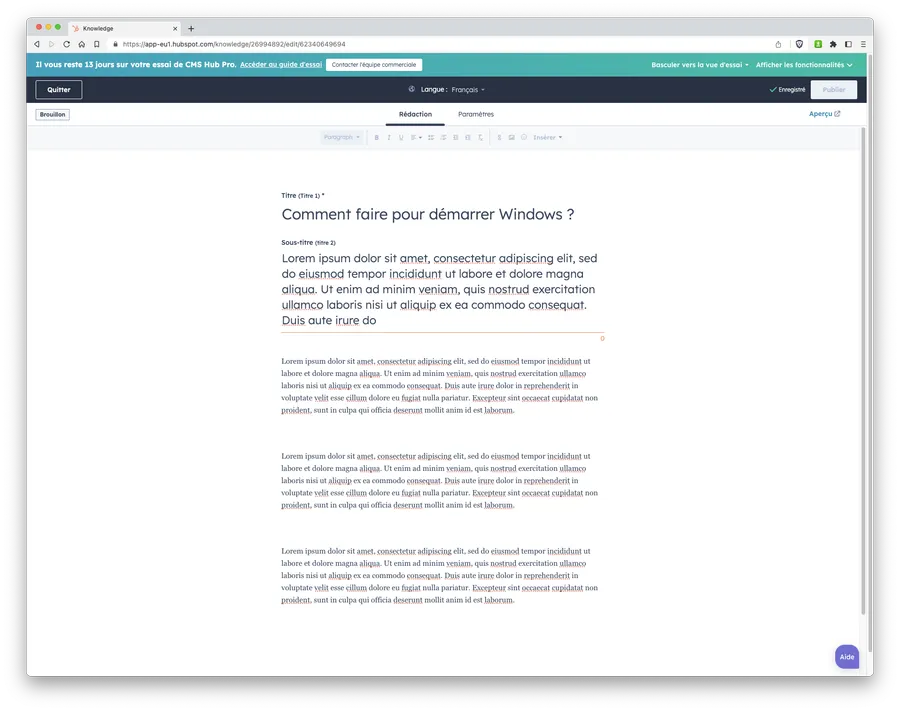 Service Hub : fonctionnalité premium : base de connaissances