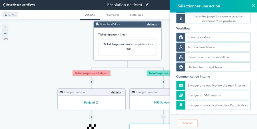 Service Hub : interface ticketing
