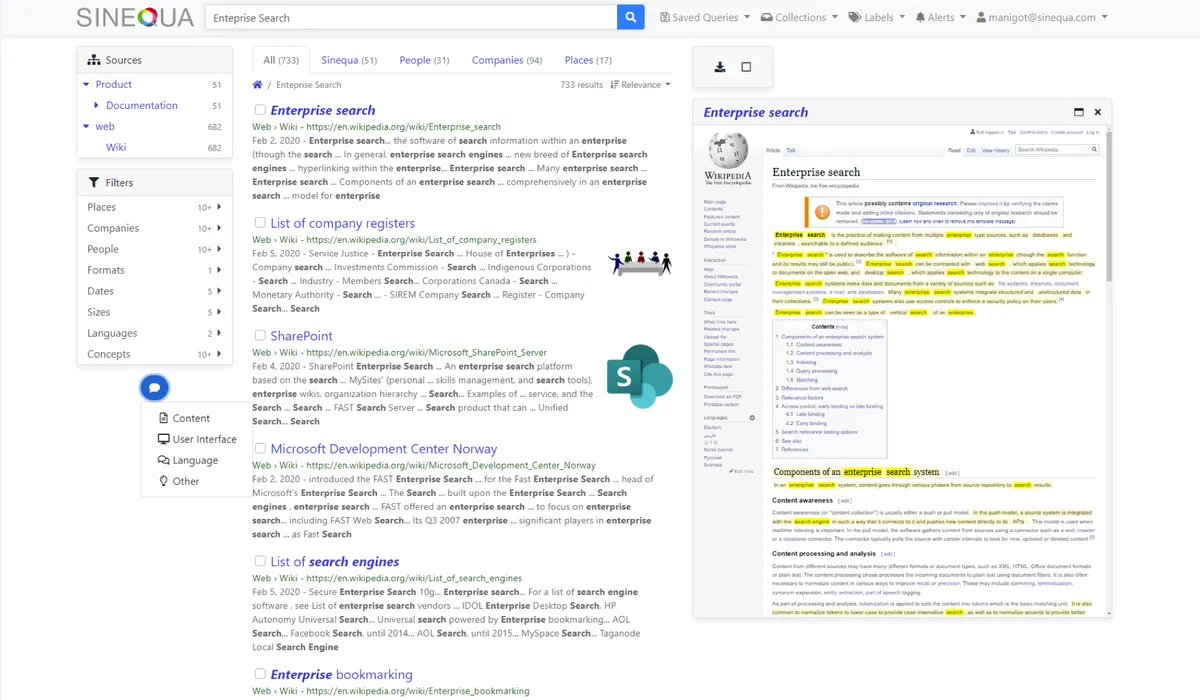 Sinequa : avis des utilisateurs, avantages & inconvénients de ce progiciel Sinequa : avis des utilisateurs, avantages & inconvénients de ce progiciel