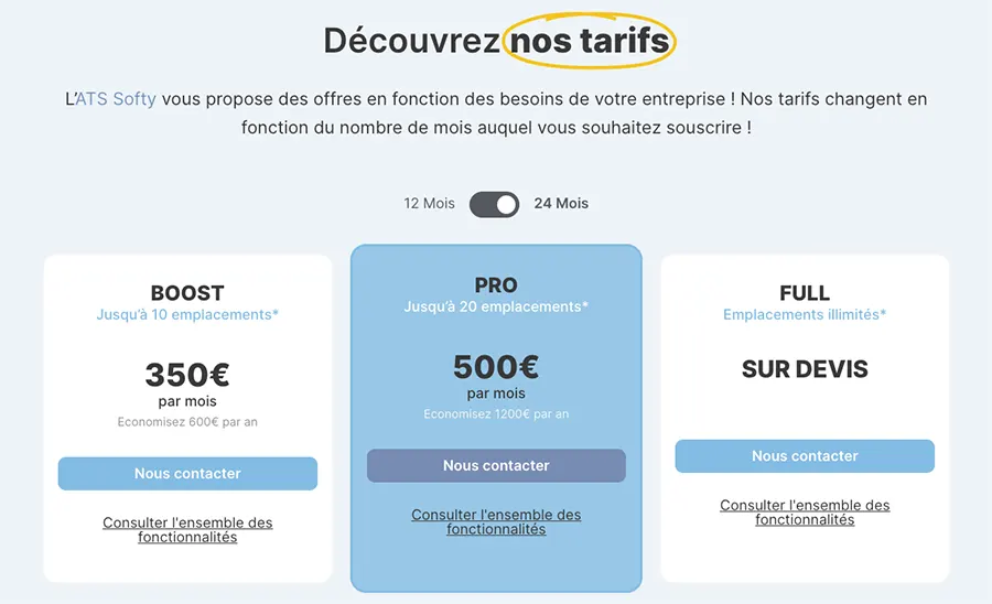 Softy : prix