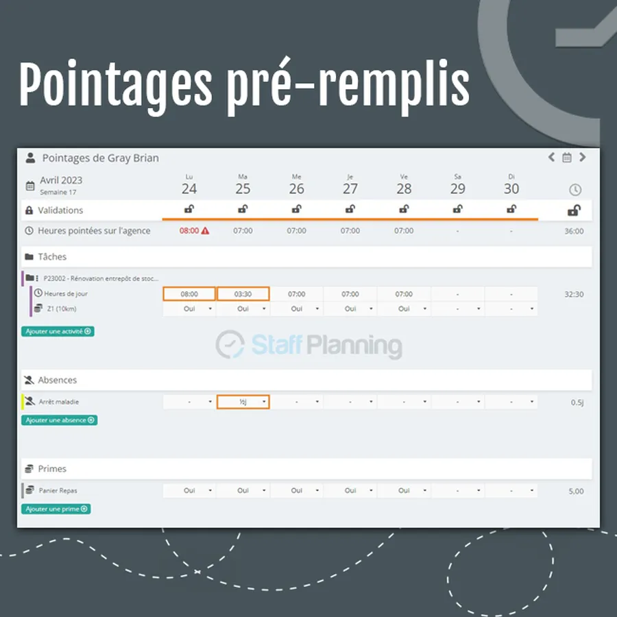staff planning pointage staff planning pointage