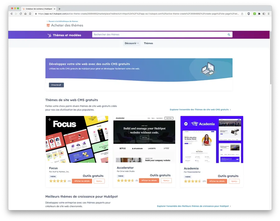 Suite CRM de HubSpot : l'application CMS Hub