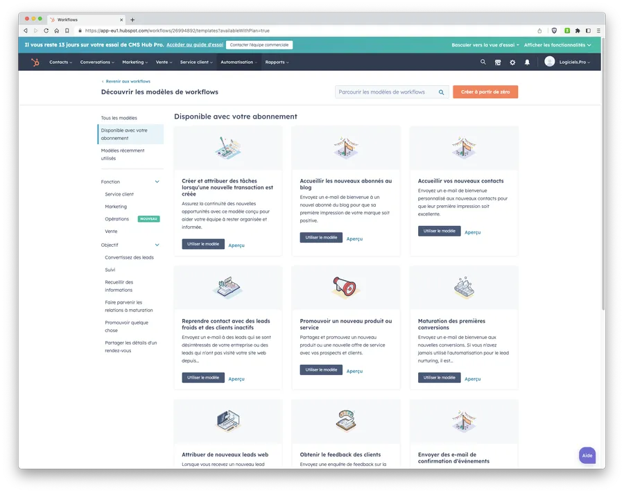 Suite CRM de HubSpot : l'application Operations Hub
